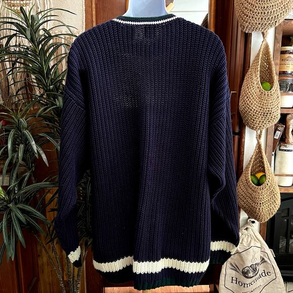 Gap Made in UK Navy Knit Sweater XL 90s Retro Preppy Ivy League Slouchy Grandpa - Picture 2 of 7